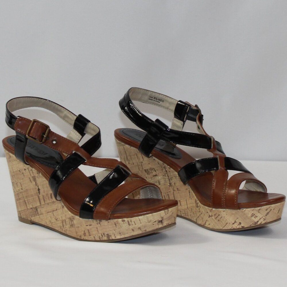 Kenneth‎ Cole Reaction Cork Platform Tan & Black Size 8.5